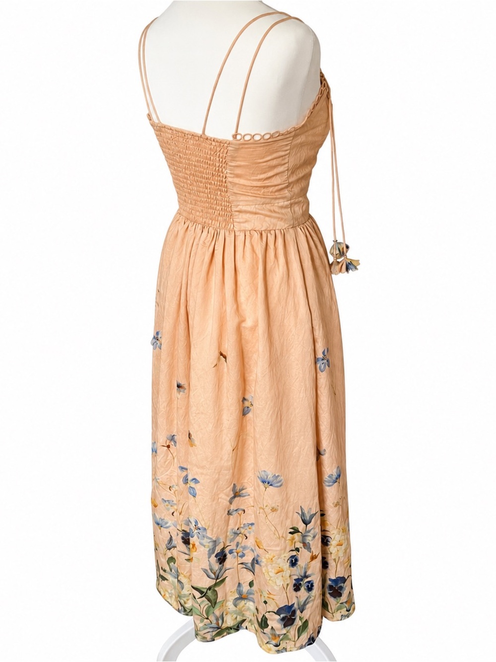 En Saison Peach Floral Corset Midi Dress Cottagecore Fairycore Romantic XS - Picture 4 of 16